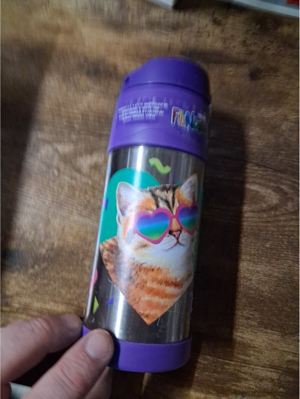 Thermos Cats with Sunglasses Funtainer 12oz Bottle - Purple 12 Hr Cold Liquids